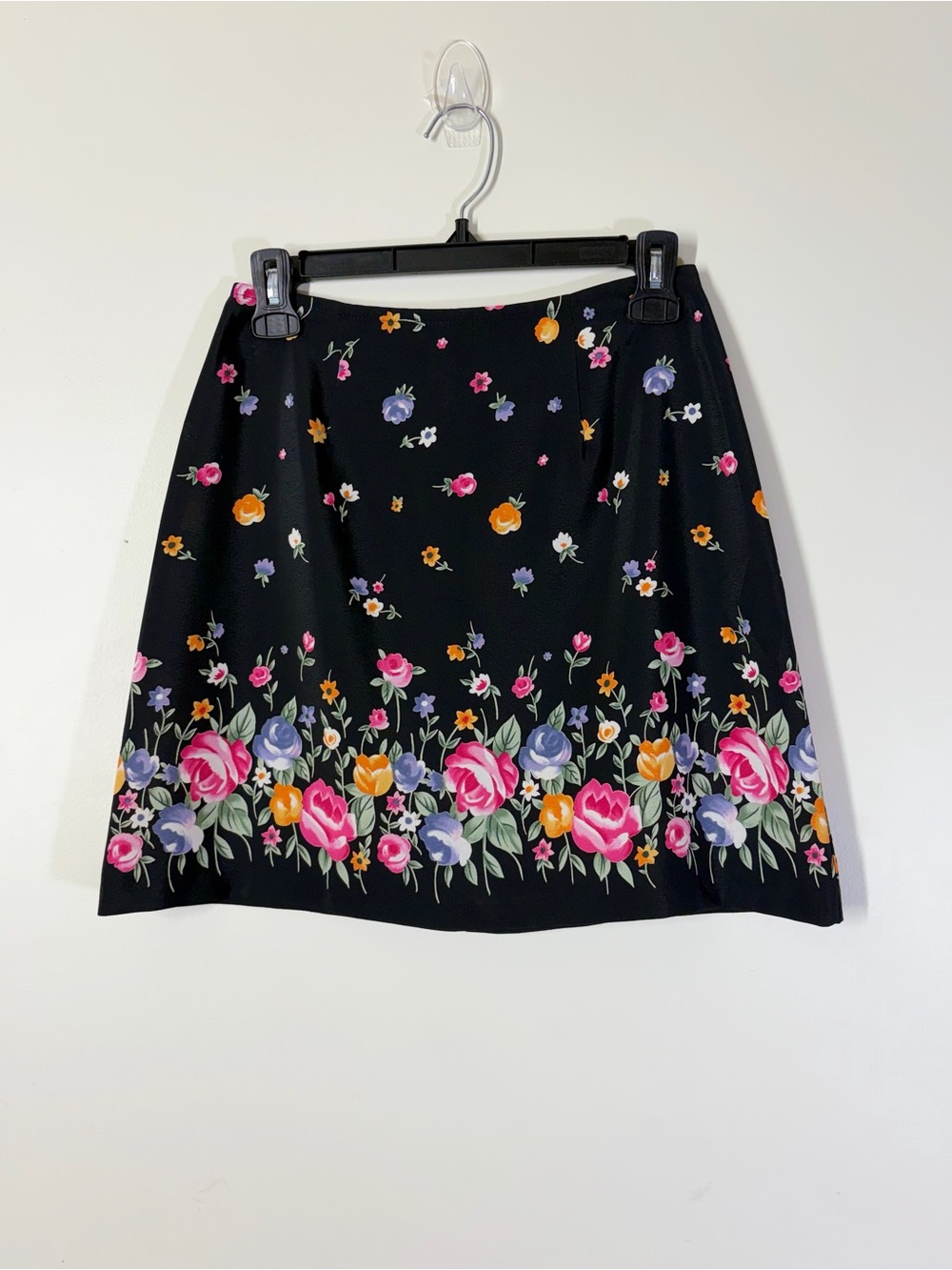 Vintage Express Black Floral Mini Skirt Cottagecore Y2K Made in USA 3/4